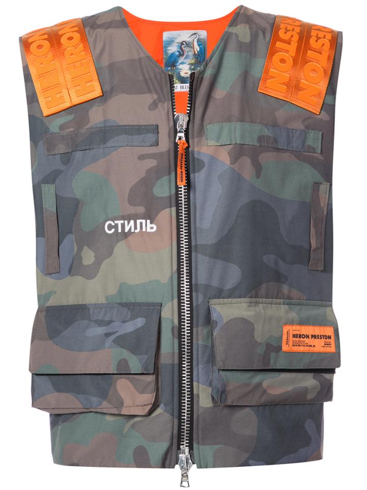 Heron Preston Printed Camouflage Vest - Green