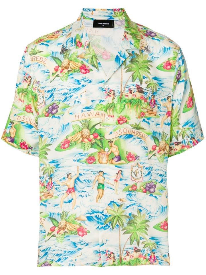 Dsquared2 Hawaii Print Shirt - Multicolour