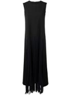 Maison Margiela Pleated Front Long Dress, Women's, Size: 40, Black, Virgin Wool/spandex/elastane/polyamide/viscose