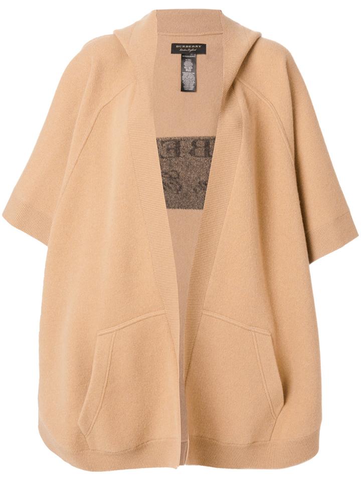 Burberry Hooded Logo Cape - Nude & Neutrals