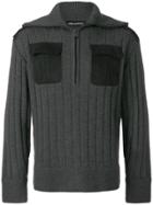 Neil Barrett Ribbed Zip Sweater - Grey
