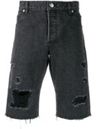 Balmain Distressed Denim Shorts - Black