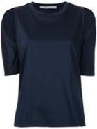 Dion Lee - Cutout Shoulder T-shirt - Women - Cotton - 6, Blue, Cotton