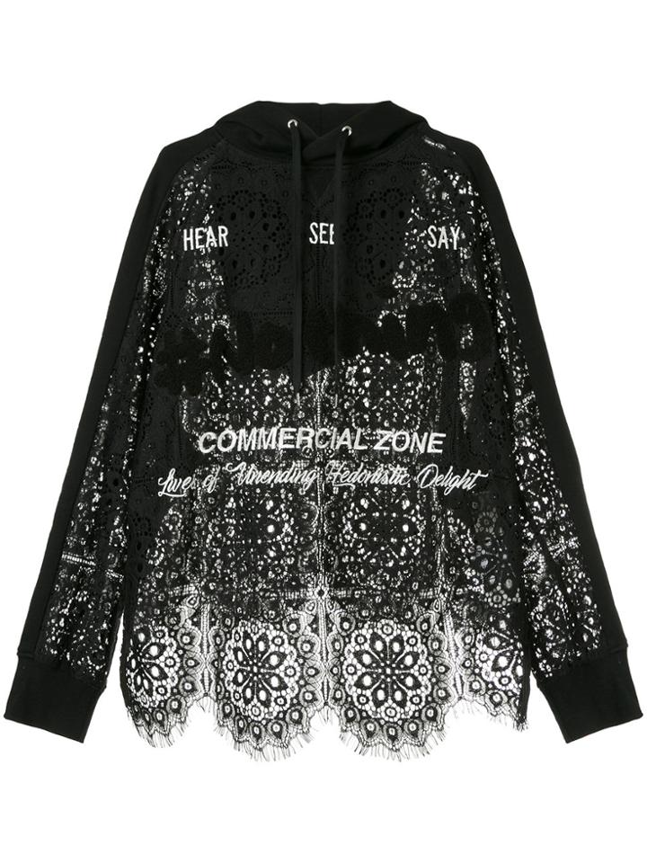 Maison Mihara Yasuhiro Lace Body Embroidered Hoodie - Black