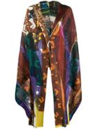 Pleats Please Issey Miyake Swinging Spices Printed Cape - Brown