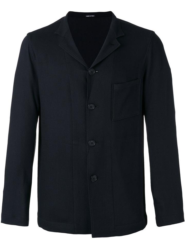 Giorgio Armani - Chest Pocket Shirt Jacket - Men - Ramie/spandex/elastane/viscose - 48, Black, Ramie/spandex/elastane/viscose