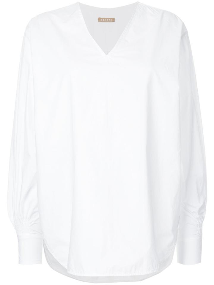 Nehera Oversized Curved Hem Blouse - White