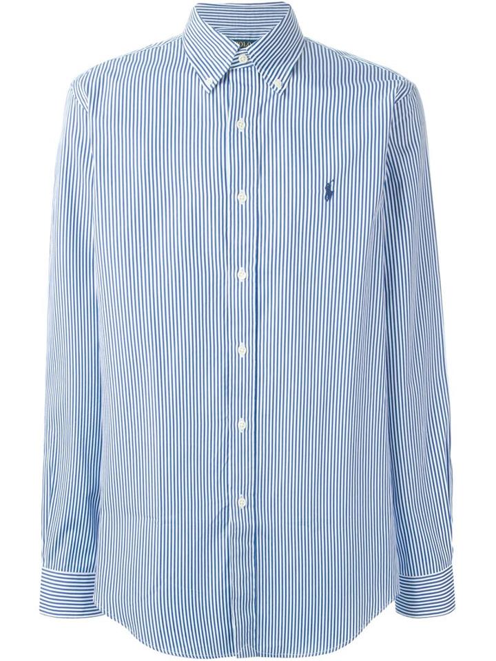Polo Ralph Lauren Pinstriped Shirt, Men's, Size: Xxl, Blue, Cotton