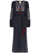 Figue Joni Floral-embroidered Maxi Dress - Blue
