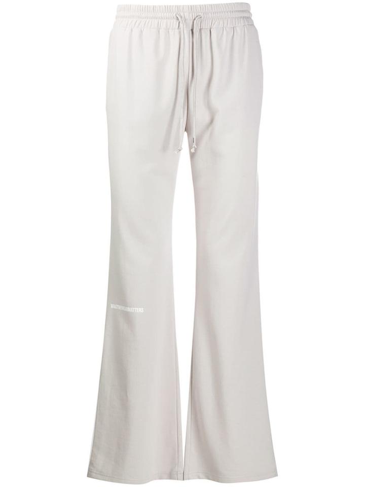 Wwwm Logo Flared Track Trousers - Neutrals