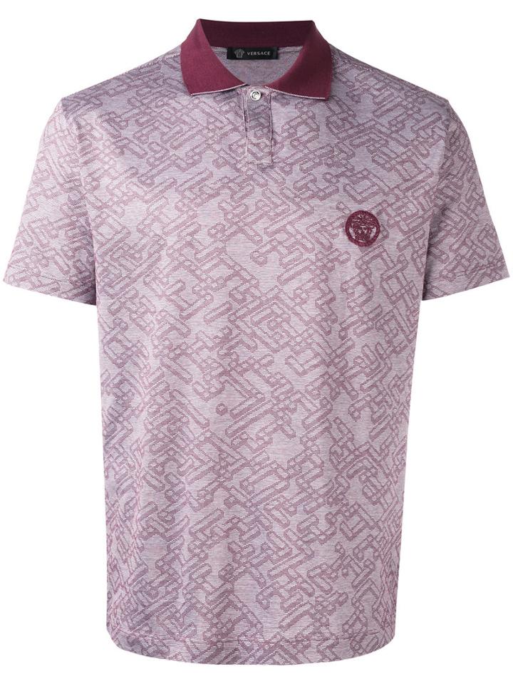 Versace - Jacquard Polo Shirtc - Men - Cotton - M, Red, Cotton