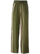 Roberto Collina Striped Trousers, Women's, Size: Large, Green, Nylon/acetate
