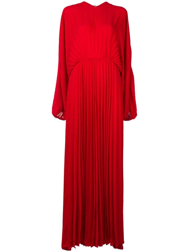 Valentino Pleated Evening Dress - Red