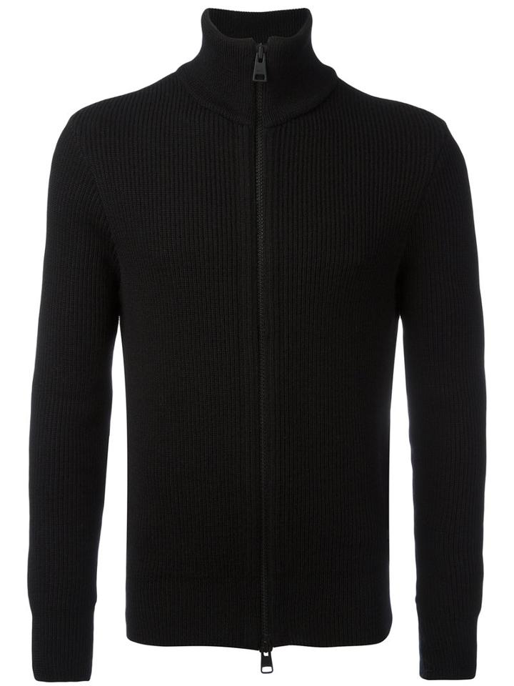 Ami Alexandre Mattiussi - Ribbed Zip Cardigan - Men - Virgin Wool - L, Black, Virgin Wool