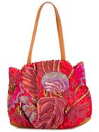 Jamin Puech Paeonia Shoulder Bag, Women's, Red, Cotton/leather
