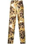 Versace Leopard Baroque Print Trousers - Yellow