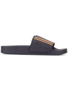Brunello Cucinelli Striped Sliders - Blue