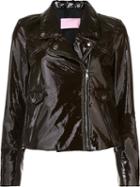 Giamba Vinyl Biker Jacket, Women's, Size: 46, Brown, Polyester/polyethylene