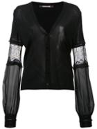 Lace Insert Cardigan, Women's, Size: 42, Black, Polyamide/polyester/viscose, Roberto Cavalli