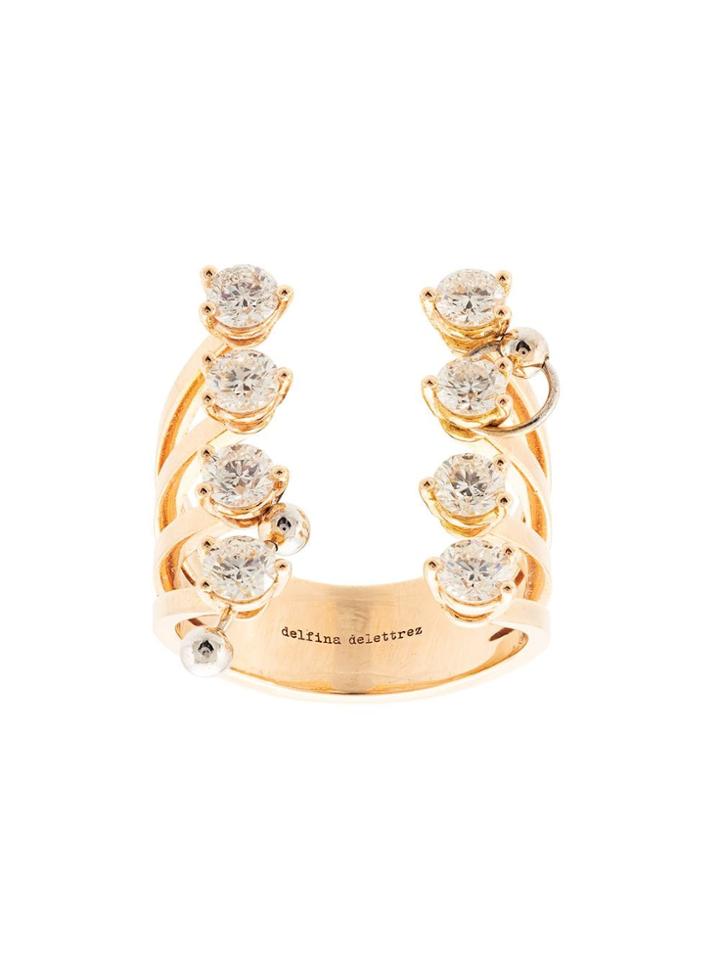 Delfina Delettrez 18kt Yellow Gold Pierced Diamond Dots Ring - Silver