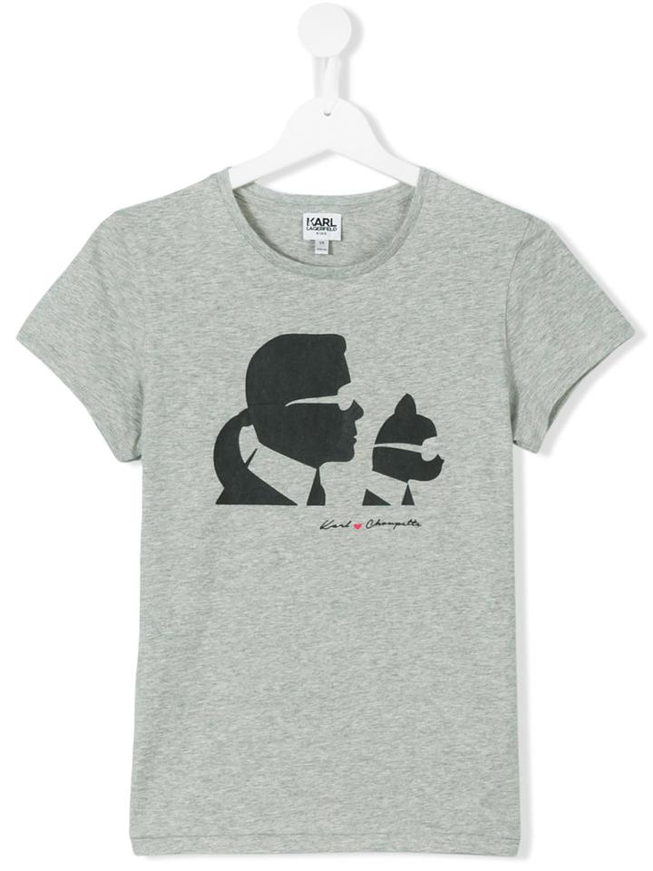 Karl Lagerfeld Kids - Silhouette Print T-shirt - Kids - Cotton/spandex/elastane - 16 Yrs, Girl's, Grey