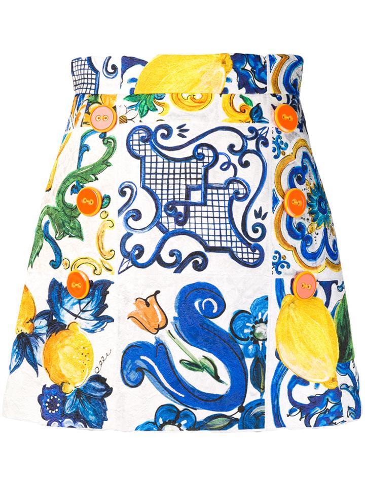 Dolce & Gabbana Majolica Print Skirt - White