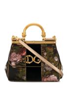 Dolce & Gabbana Small Floral Brocade Sicily Bag - Black