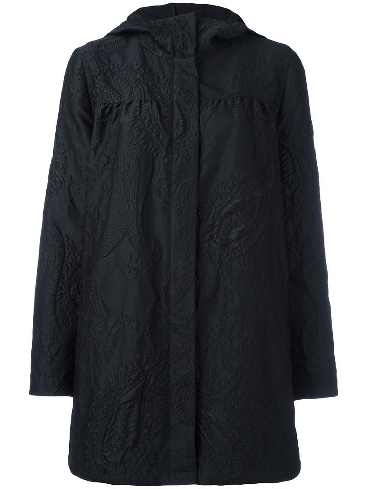 Moncler Gamme Rouge Paisley Pattern Raincoat, Women's, Size: 1, Black, Silk/nylon/polyester