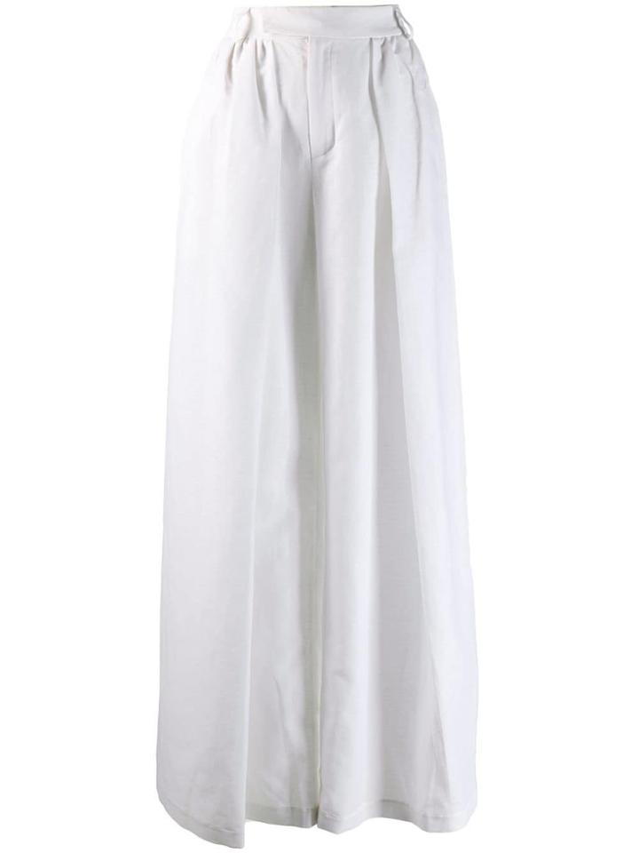 Palomo Spain Pleated Palazzo Trousers - White