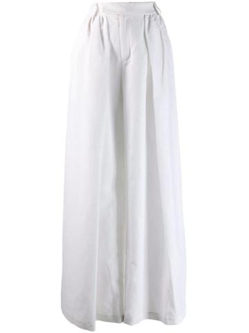 Palomo Spain Pleated Palazzo Trousers - White