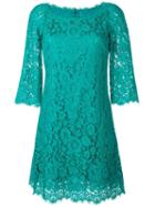 Dolce & Gabbana Floral Lace Fitted Dress, Women's, Size: 40, Green, Cotton/viscose/nylon/nylon