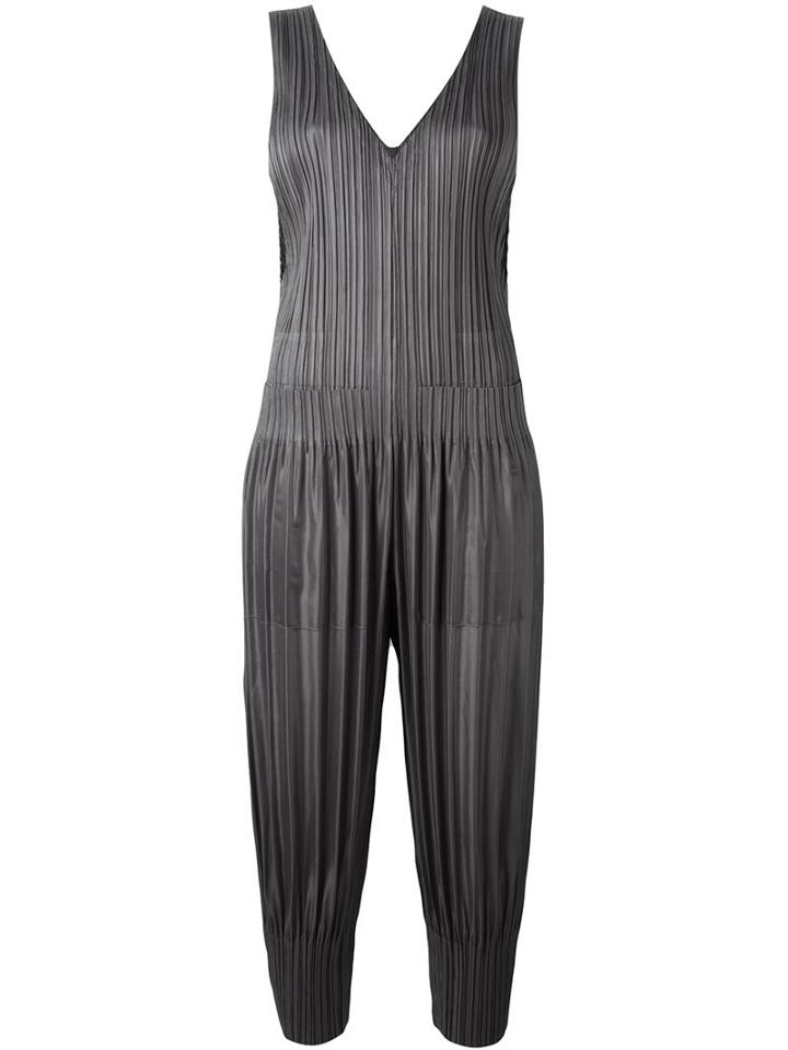 Pleats Please By Issey Miyake Sleeveless Pleated Jumpsuit, Women's, Size: 2, Grey, Polyester