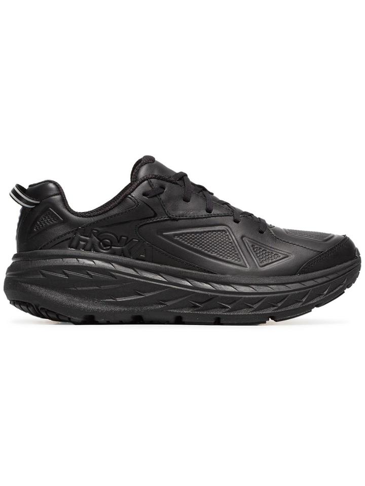 Hoka One One Low Top Layered Heel Lace Up Bondi Sneakers - Black