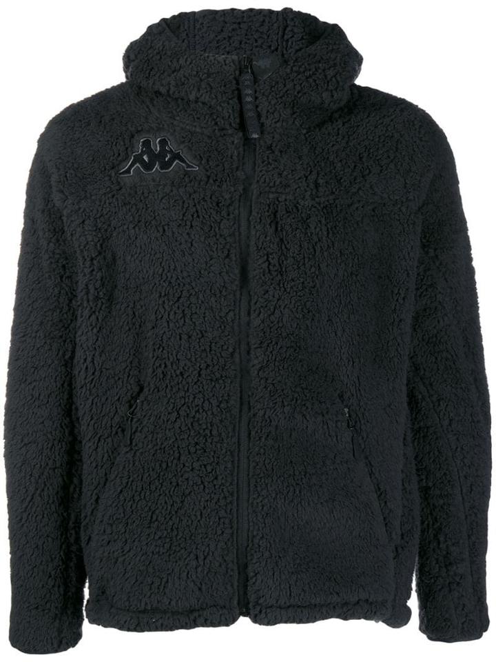 Kappa Shearling Style Hooded Jacket - Black