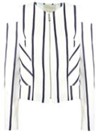 Giuliana Romanno Striped Panelled Blazer, Women's, Size: 38, White, Acetate/viscose
