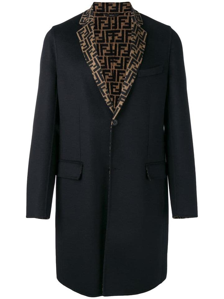 Fendi Ff Motif Single-breasted Coat - Black