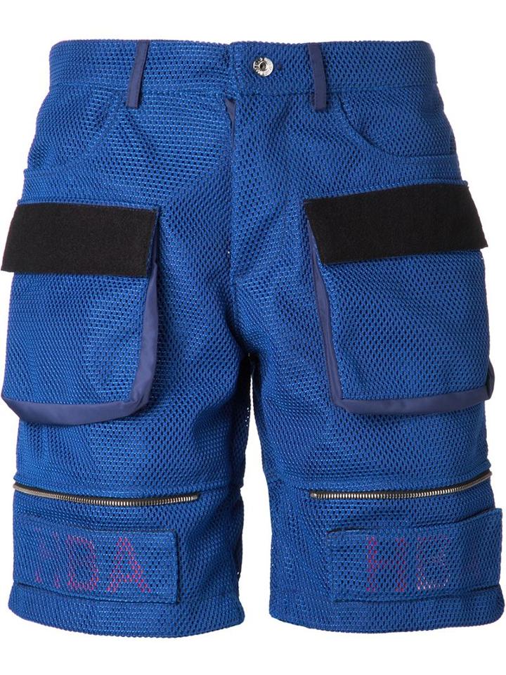 Hood By Air Pocket Detail Mesh Shorts, Men's, Size: Medium, Blue, Polyacrylic/viscose
