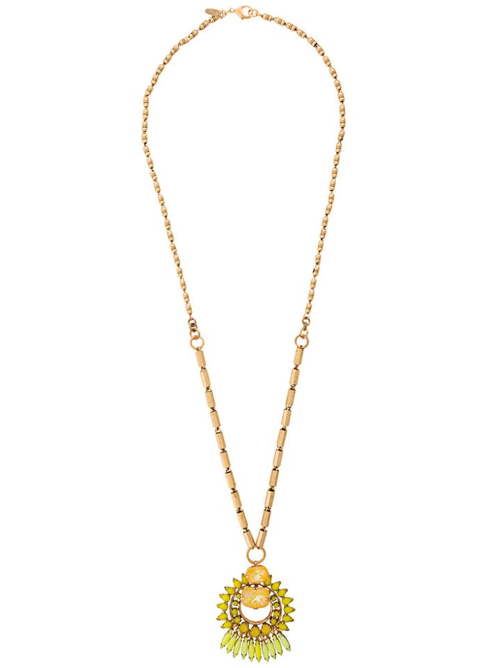 Elizabeth Cole Crystal Pendant Necklace - Metallic