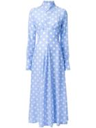 Jenny Fax Polka Dot Long Dress, Women's, Size: Medium, Blue, Polyester