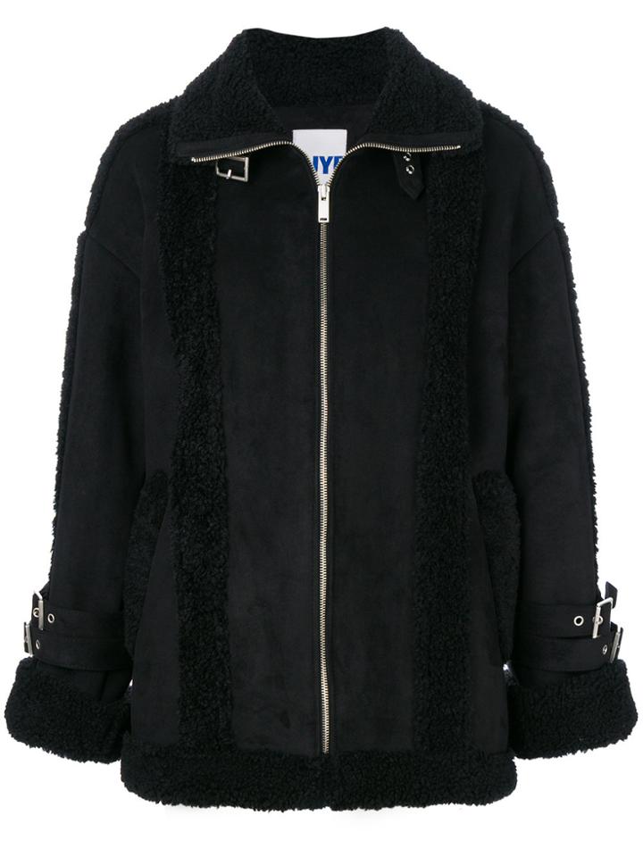 Sjyp Short Shearling Coat - Black