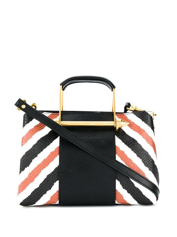 Just Cavalli Striped Tote Bag - Black