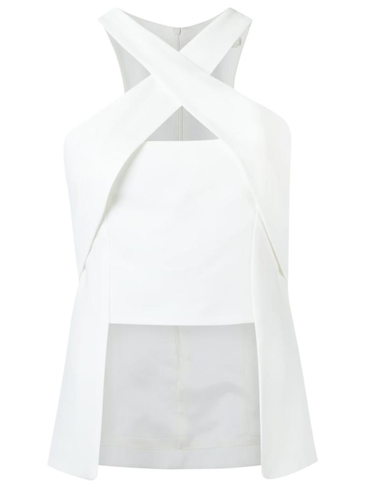 Giuliana Romanno Crisscross Top, Women's, Size: 38, White, Polyester/acetate