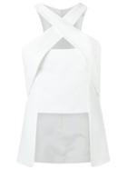 Giuliana Romanno Crisscross Top, Women's, Size: 38, White, Polyester/acetate