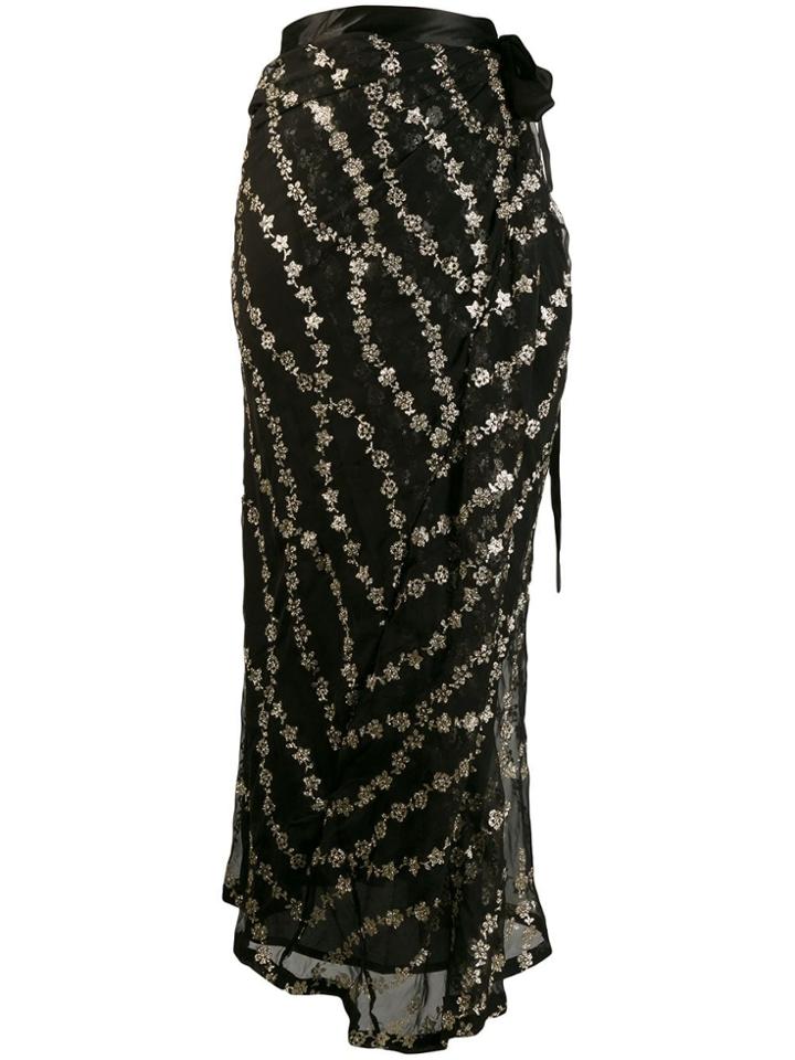 Haider Ackermann Glitter Floral Wrap Skirt - Black