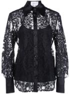 Marchesa Embroidered Lace Shirt - Black