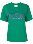 Alberta Ferretti - Tuesday Embroidered T-shirt - Women - Cotton - L, Green, Cotton
