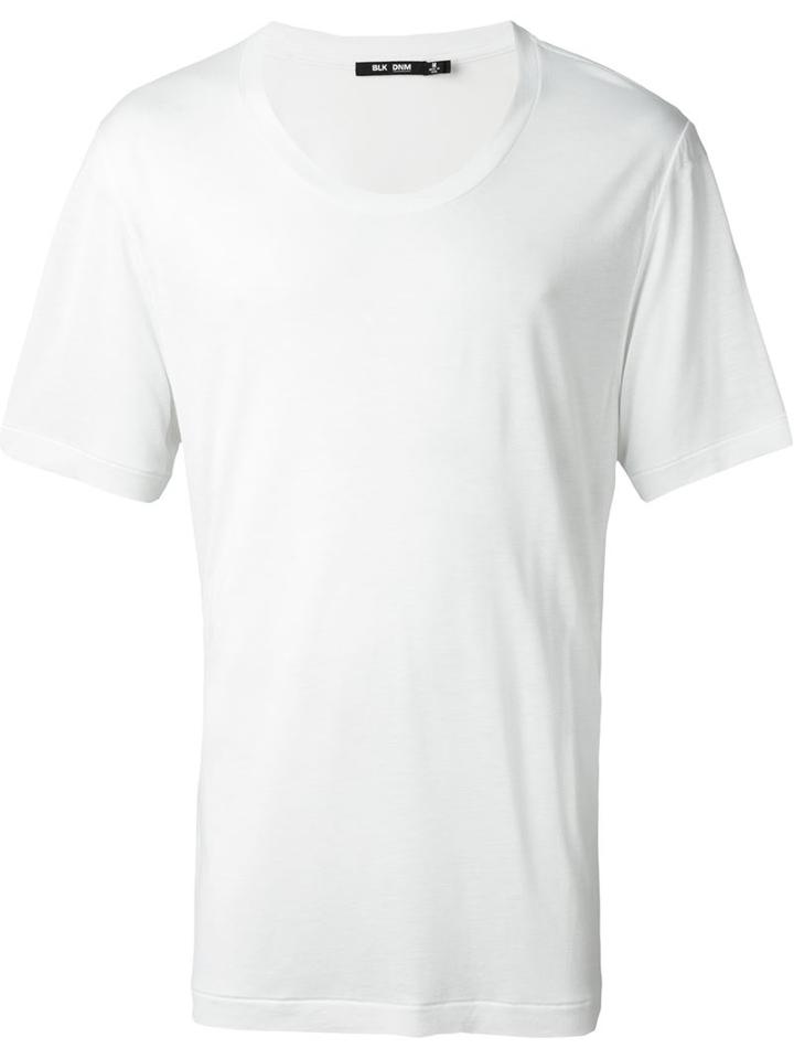 Blk Dnm Scoop Neck T-shirt, Men's, Size: Large, White, Viscose