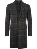 Etro Cashmere Checked Coat, Men's, Size: 46, Grey, Silk/acetate/viscose/cashmere
