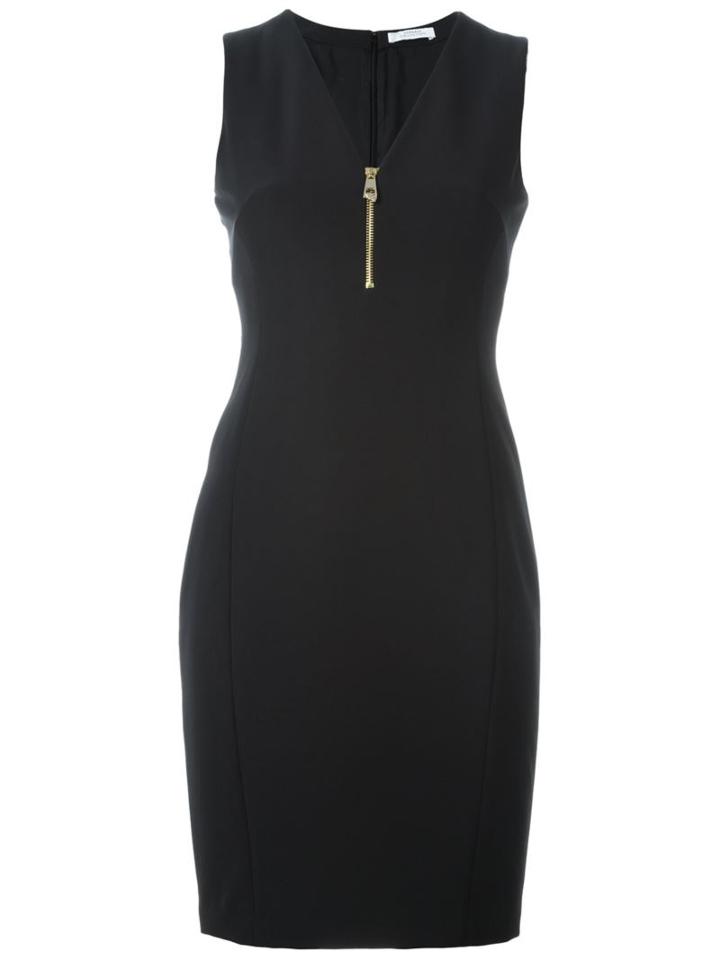 Versace Collection Zip Neckline Mini Dress, Women's, Size: 46, Black, Polyester/spandex/elastane/viscose