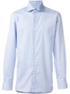 Ermenegildo Zegna Gingham Check Shirt, Men's, Size: 41, Blue, Cotton